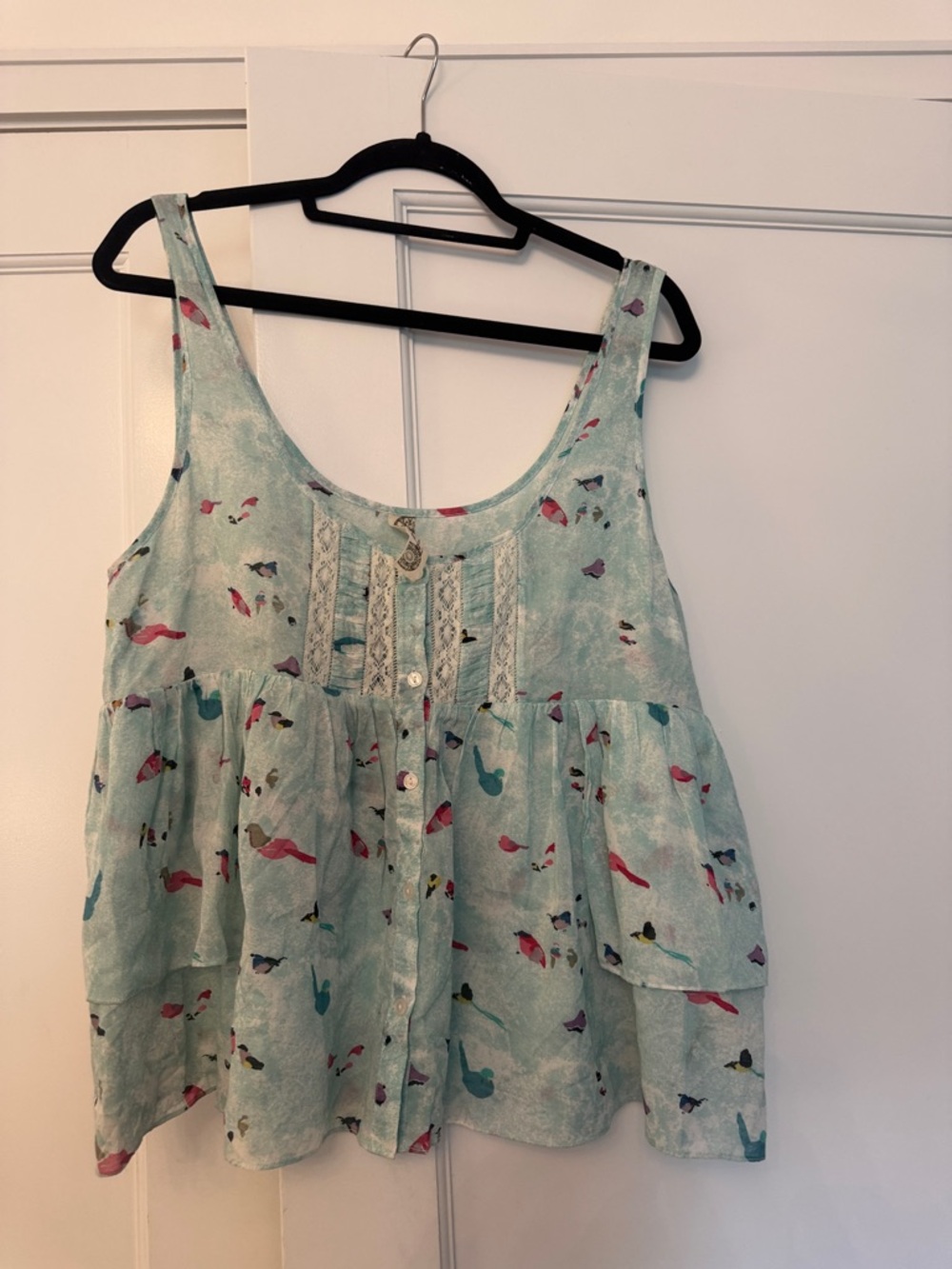 Free People Bird Print Baby Doll Tank - Size L